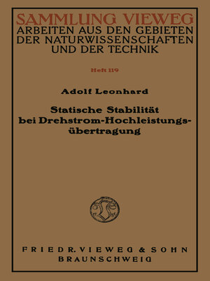 cover image of Statische Stabilität bei Drehstrom-Hochleistungsübertragung